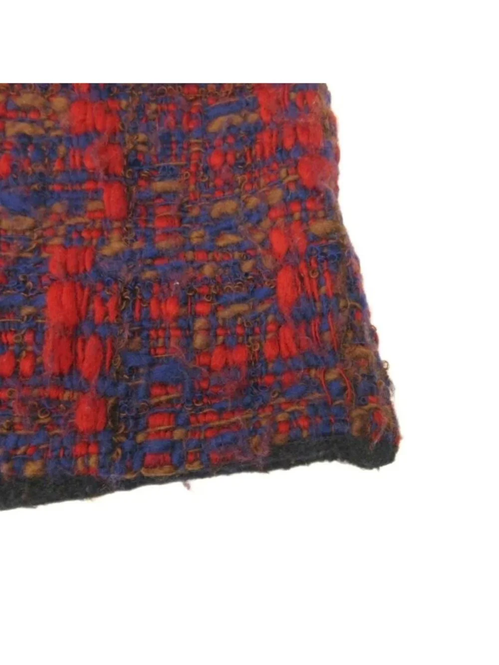 Louis Vuitton Skirt Tweed All Over Print Wool Knee-Length Red Navy 36